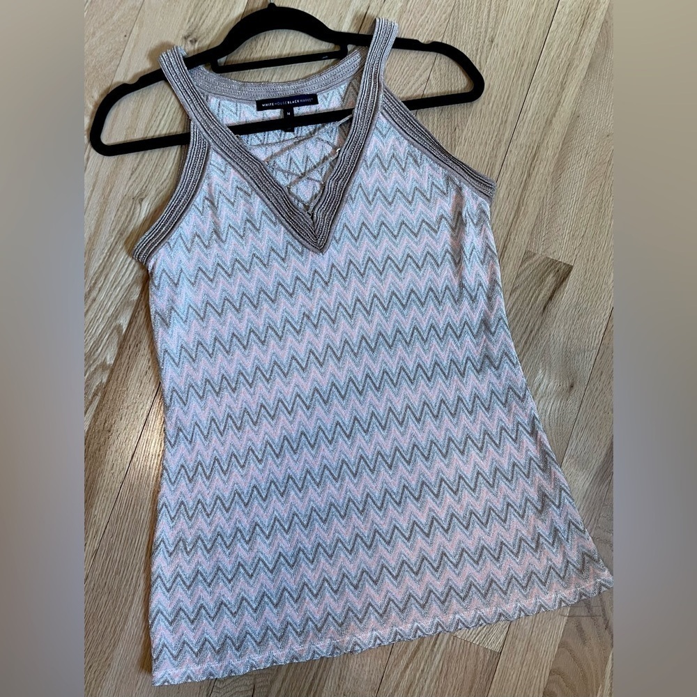 White House Black Market Metallic Chevron Tank - Size Medium